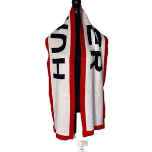 HUNTER New Red White Black Logo Knit Scarf Winter